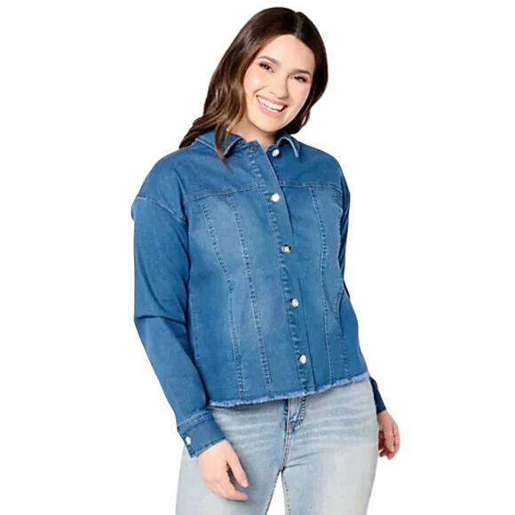 Women with Control Jackets & Blazers - QVC Women with Control My Wonder Denim Embellished Fringe Jacket NWT SIZE L